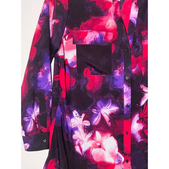 Calvin Klein Women 2X Tunic Blouse Pockets Roll Tab Sleeve Button Up Sheer Plus - Picture 7 of 13